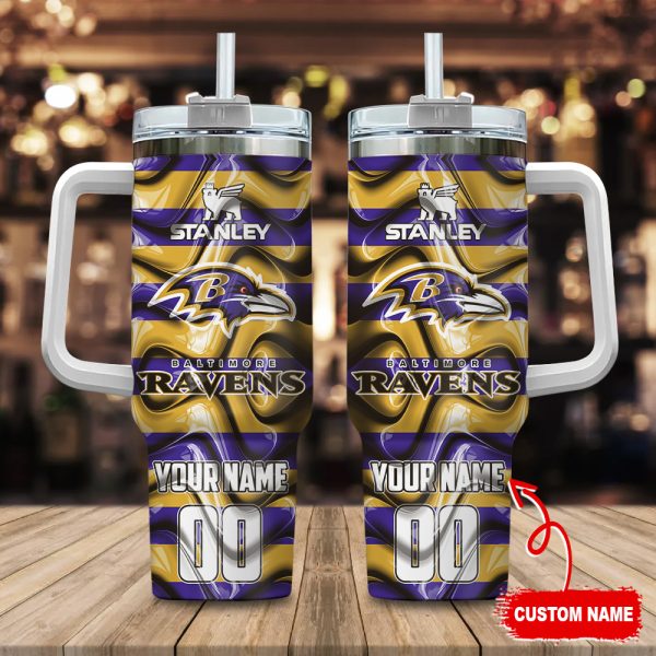 Baltimore Ravens NFL Custom Stanley Quencher 30oz-40oz Stainless Steel Tumbler Hot And Cold Tumbler