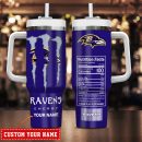 Baltimore Ravens NFL Energy Nutrition Facts Custom Stanley Quencher 30oz-40oz Stainless Steel Tumbler Hot And Cold Tumbler