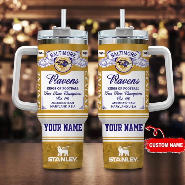 Baltimore Ravens NFL Kings Of Football Custom Stanley Quencher 30oz-40oz Stainless Steel Tumbler Hot And Cold Tumbler