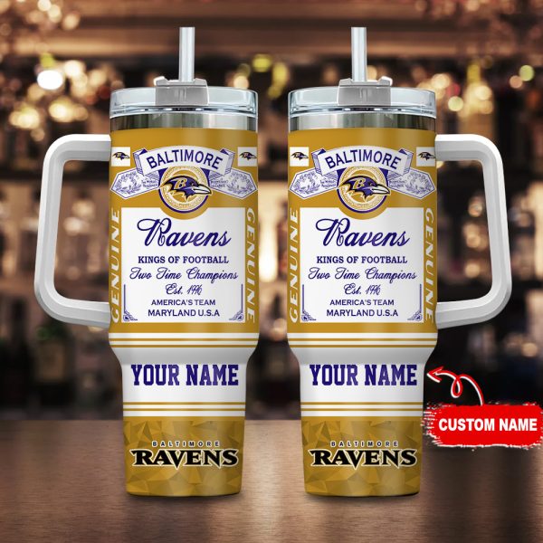 Baltimore Ravens NFL Kings of Football Custom Stanley Quencher 30oz-40oz Stainless Steel Tumbler Hot And Cold Tumbler