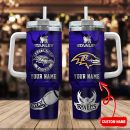 Baltimore Ravens NFL Metal Style Custom Stanley Quencher 30oz-40oz Stainless Steel Tumbler Hot And Cold Tumbler