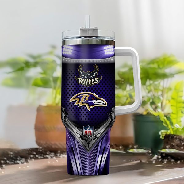 Baltimore Ravens NFL Nutrition Facts Custom Stanley Quencher 30oz-40oz Stainless Steel Tumbler Hot And Cold Tumbler - Image 2