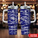 Baltimore Ravens NFL Camo Pattern Custom Stanley Quencher 30oz-40oz Stainless Steel Tumbler Hot And Cold Tumbler