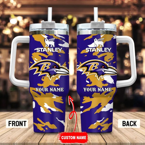 Baltimore Ravens NFL Custom Stanley Quencher 30oz-40oz Stainless Steel Tumbler Hot And Cold Tumbler