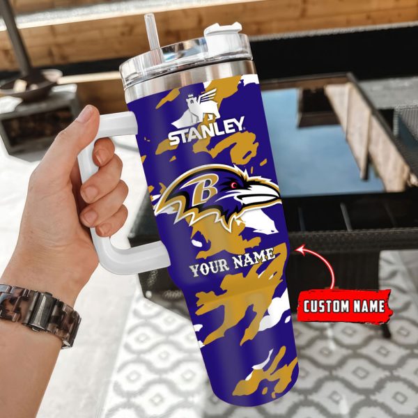 Baltimore Ravens NFL Custom Stanley Quencher 30oz-40oz Stainless Steel Tumbler Hot And Cold Tumbler - Image 3