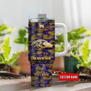 Baltimore Ravens NFL Camouflage Golden Logo Custom Stanley Quencher 30oz-40oz Stainless Steel Tumbler Hot And Cold Tumbler