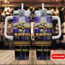 Baltimore Ravens NFL Glitter Golden Logo Custom Stanley Quencher 30oz-40oz Stainless Steel Tumbler Hot And Cold Tumbler