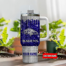 Baltimore Ravens NFL Glitter and Diamonds Bling Custom Stanley Quencher 30oz-40oz Stainless Steel Tumbler Hot And Cold Tumbler