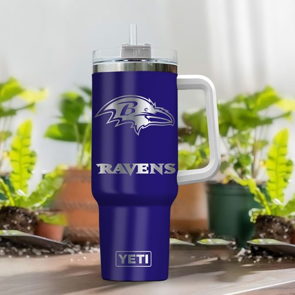 Baltimore Ravens NFL Laser Engraved Effect Custom Stanley Quencher 30oz-40oz Stainless Steel Tumbler Hot And Cold Tumbler - Image 2