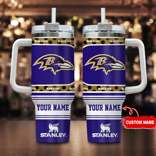 Baltimore Ravens NFL Custom Stanley Quencher 30oz-40oz Stainless Steel Tumbler Hot And Cold Tumbler