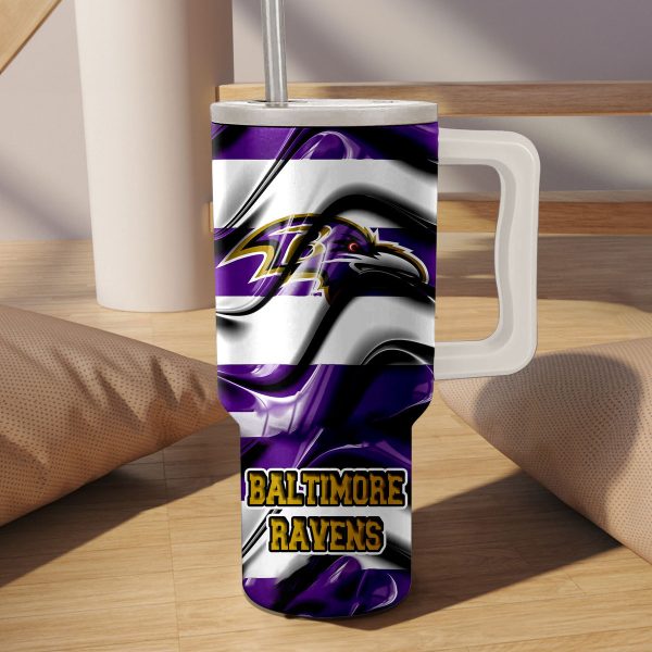 Baltimore Ravens NFL Custom Stanley Quencher 30oz-40oz Stainless Steel Tumbler Hot And Cold Tumbler - Image 3