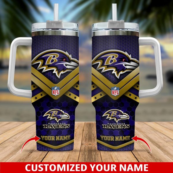 Baltimore Ravens NFL Custom Stanley Quencher 30oz-40oz Stainless Steel Tumbler Hot And Cold Tumbler