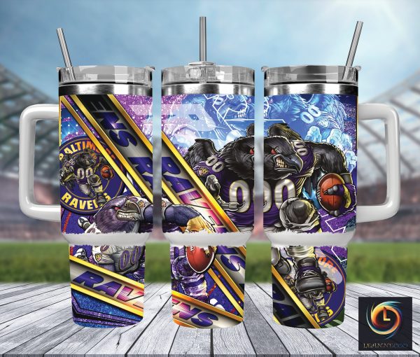 Baltimore Ravens NFL Mascot Custom Stanley Quencher 30oz-40oz Stainless Steel Tumbler Hot And Cold Tumbler
