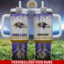 Baltimore Ravens Glitter NFL Custom Stanley Quencher 30oz-40oz Stainless Steel Tumbler Hot And Cold Tumbler