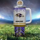 Baltimore Ravens Glitter NFL Custom Stanley Quencher 30oz-40oz Stainless Steel Tumbler Hot And Cold Tumbler