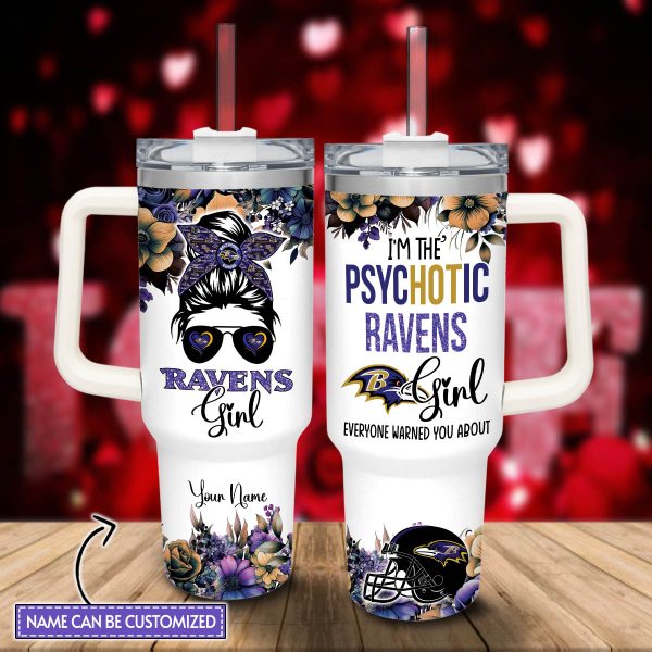 Baltimore Ravens NFL Custom Stanley Quencher 30oz-40oz Stainless Steel Tumbler