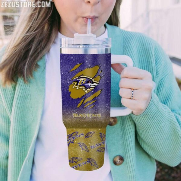 Baltimore Ravens NFL Custom Stanley Quencher 30oz-40oz Stainless Steel Tumbler Hot And Cold Tumbler - Image 2