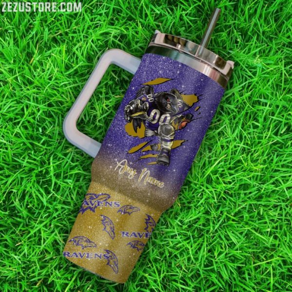 Baltimore Ravens NFL Custom Stanley Quencher 30oz-40oz Stainless Steel Tumbler Hot And Cold Tumbler - Image 3
