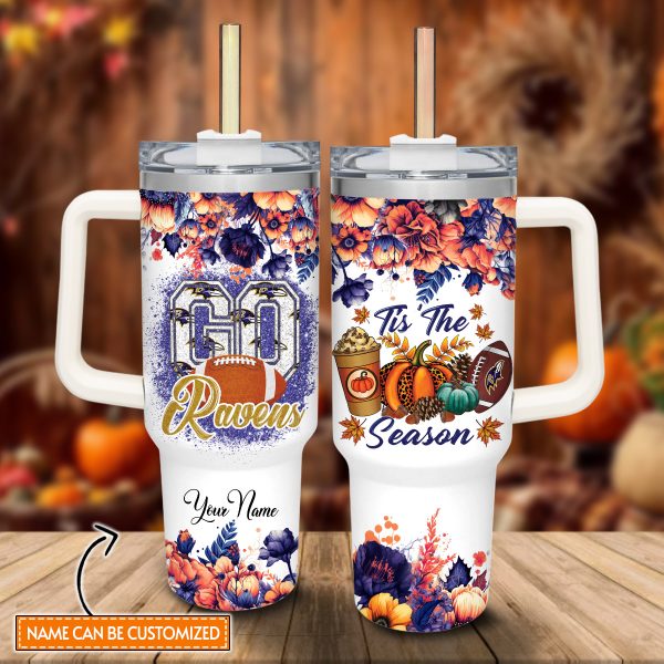 Baltimore Ravens NFL Custom Stanley Quencher 30oz-40oz Stainless Steel Tumbler Hot And Cold Tumbler
