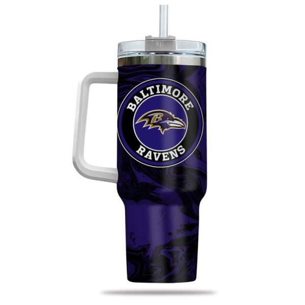 Baltimore Ravens NFL Custom Stanley Quencher 30oz-40oz Stainless Steel Tumbler Hot And Cold Tumbler - Image 3