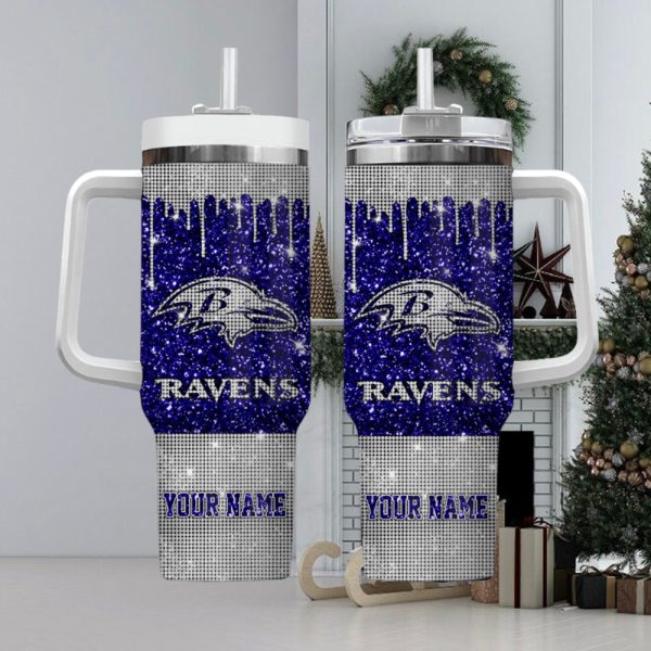 Baltimore Ravens NFL Custom Stanley Quencher 30oz-40oz Stainless Steel Tumbler Hot And Cold Tumbler