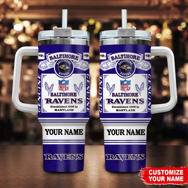 Baltimore Ravens NFL Custom Stanley Quencher 30oz-40oz Stainless Steel Tumbler Hot And Cold Tumbler