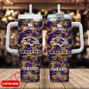 Baltimore Ravens NFL Camouflage Custom Stanley Quencher 30oz-40oz Stainless Steel Tumbler Hot And Cold Tumbler