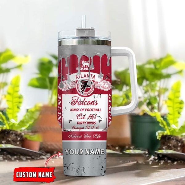 Atlanta Falcons NFL Kings Of Football Custom Stanley Quencher 30oz-40oz Stainless Steel Tumbler Hot And Cold Tumbler - Image 2