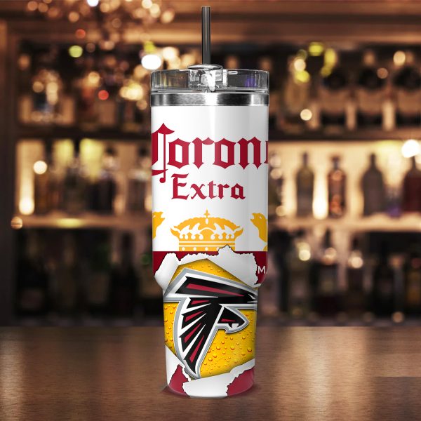 Atlanta Falcons NFL Corona Extra Custom Stanley Quencher 30oz-40oz Stainless Steel Tumbler Hot And Cold Tumbler - Image 2