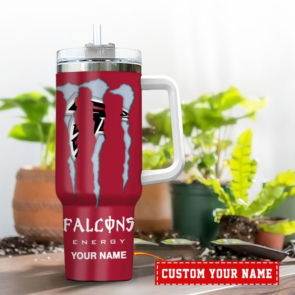 Atlanta Falcons NFL Energy Nutrition Facts Custom Stanley Quencher 30oz-40oz Stainless Steel Tumbler Hot And Cold Tumbler - Image 2