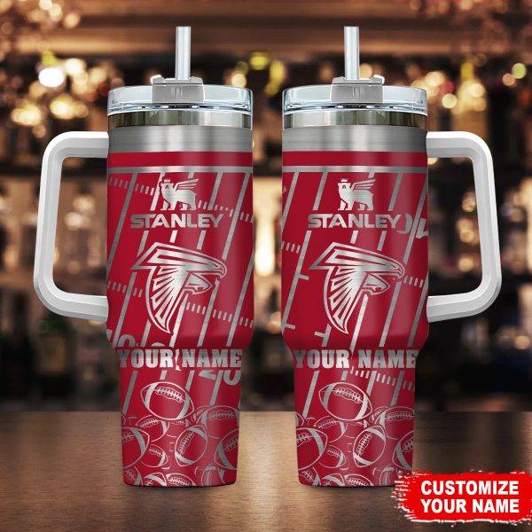 Atlanta Falcons NFL Silver Custom Stanley Quencher 30oz-40oz Stainless Steel Tumbler Hot And Cold Tumbler