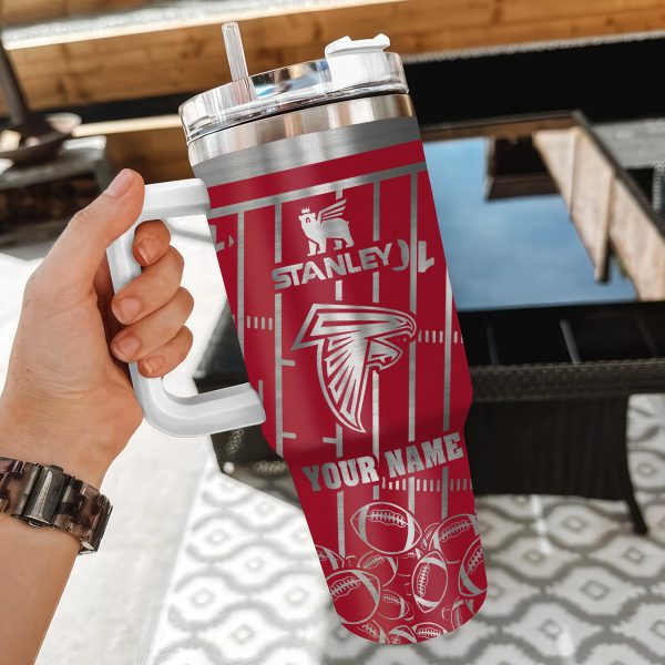 Atlanta Falcons NFL Silver Custom Stanley Quencher 30oz-40oz Stainless Steel Tumbler Hot And Cold Tumbler - Image 3