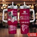 Atlanta Falcons NFL Silver Logo Custom Stanley Quencher 30oz-40oz Stainless Steel Tumbler Hot And Cold Tumbler