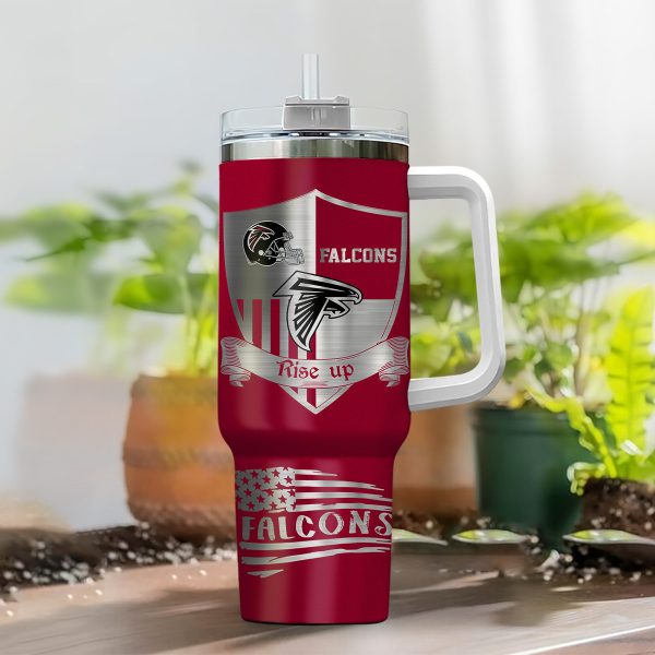 Atlanta Falcons NFL Silver Logo Custom Stanley Quencher 30oz-40oz Stainless Steel Tumbler Hot And Cold Tumbler - Image 2