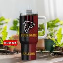Atlanta Falcons NFL Leather Effect Custom Stanley Quencher 30oz-40oz Stainless Steel Tumbler Hot And Cold Tumbler