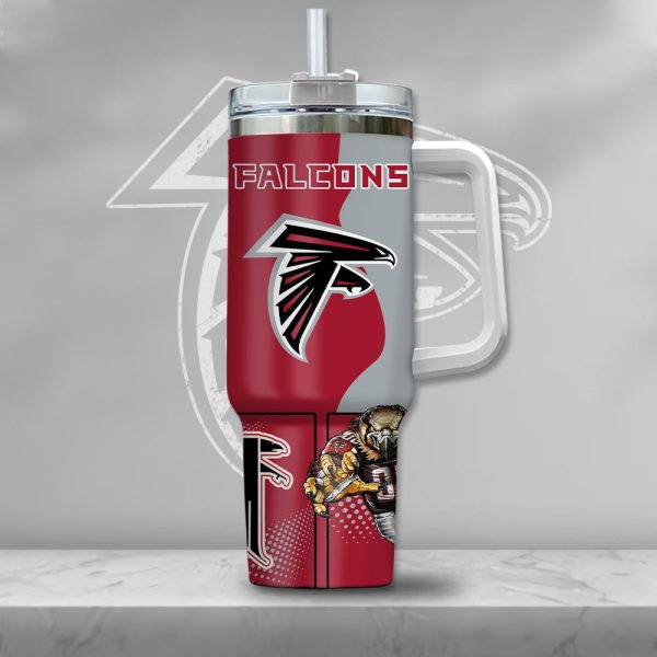 NFL Atlanta Falcons Gangster Skeleton Custom Stanley Quencher 30oz-40oz Stainless Steel Tumbler Hot And Cold Tumbler - Image 2