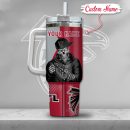 NFL Atlanta Falcons Gangster Skeleton Custom Stanley Quencher 30oz-40oz Stainless Steel Tumbler Hot And Cold Tumbler