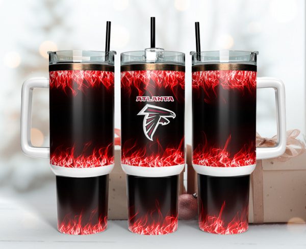 Atlanta Falcons NFL Fire Effect Custom Stanley Quencher 30oz-40oz Stainless Steel Tumbler Hot And Cold Tumbler