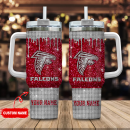 Atlanta Falcons NFL Glitter and Diamonds Bling Custom Stanley Quencher 30oz-40oz Stainless Steel Tumbler Hot And Cold Tumbler