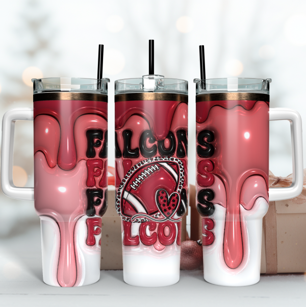 Atlanta Falcons NFL 3D Inflated Puff Effect Custom Stanley Quencher 30oz-40oz Stainless Steel Tumbler Hot And Cold Tumbler