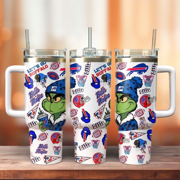 Grinch Buffalo Bills NFL Sports Custom Stanley Quencher 30oz-40oz Stainless Steel Tumbler Hot And Cold Tumbler
