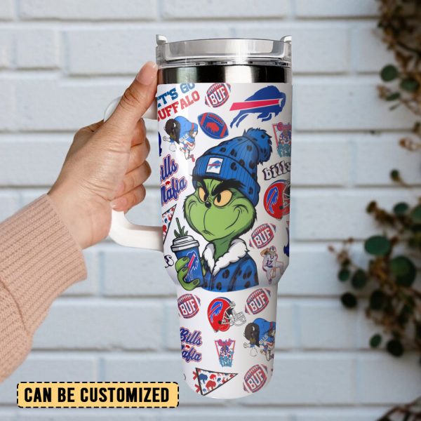 Grinch Buffalo Bills NFL Sports Custom Stanley Quencher 30oz-40oz Stainless Steel Tumbler Hot And Cold Tumbler - Image 3