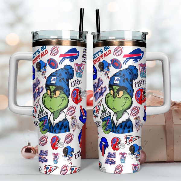 Grinch Buffalo Bills NFL Sports Custom Stanley Quencher 30oz-40oz Stainless Steel Tumbler Hot And Cold Tumbler - Image 4