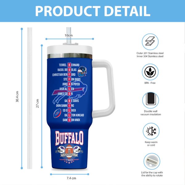 Buffalo Bills NFL Custom Stanley Quencher 30oz-40oz Stainless Steel Tumbler Hot And Cold Tumbler - Image 3