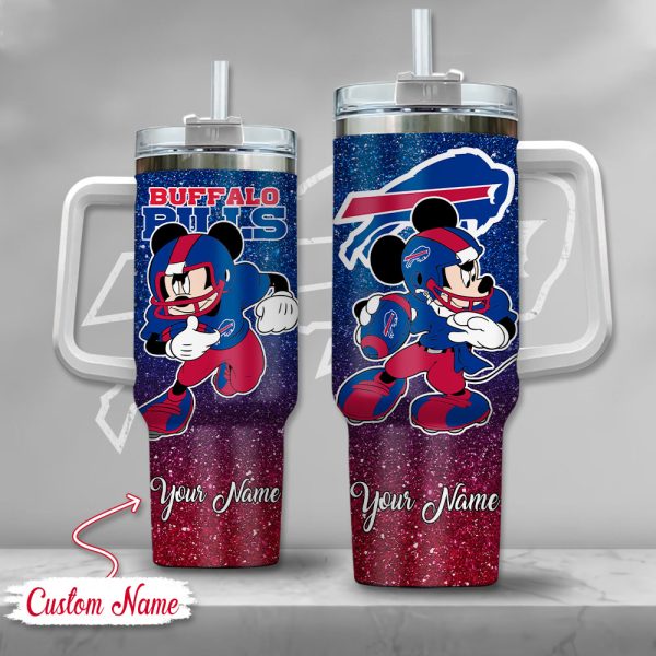 Buffalo Bills NFL Mickey Mouse Glitter Custom Stanley Quencher 30oz-40oz Stainless Steel Tumbler Hot And Cold Tumbler