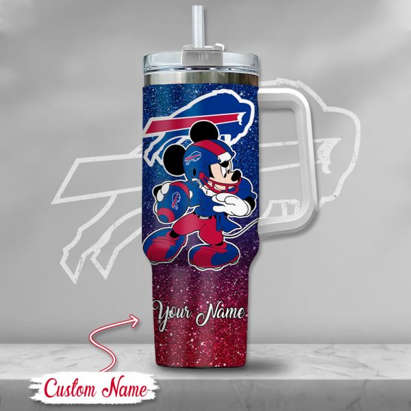 Buffalo Bills NFL Mickey Mouse Glitter Custom Stanley Quencher 30oz-40oz Stainless Steel Tumbler Hot And Cold Tumbler - Image 2