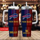 Buffalo Bills NFL Leather Effect Custom Stanley Quencher 30oz-40oz Stainless Steel Tumbler Hot And Cold Tumbler