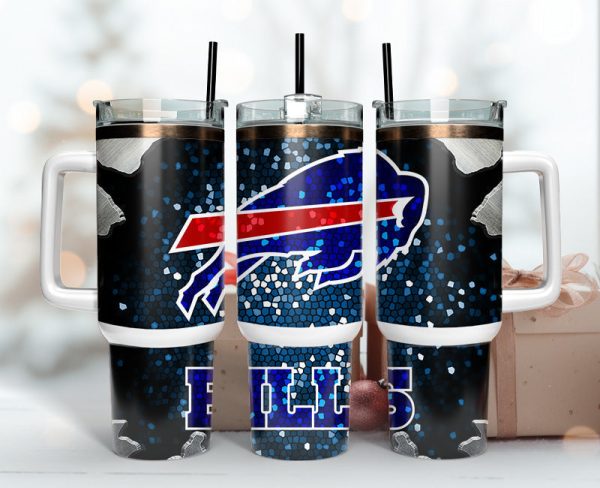 Buffalo Bills NFL Stained Glass Effect Custom Stanley Quencher 30oz-40oz Stainless Steel Tumbler Hot And Cold Tumbler