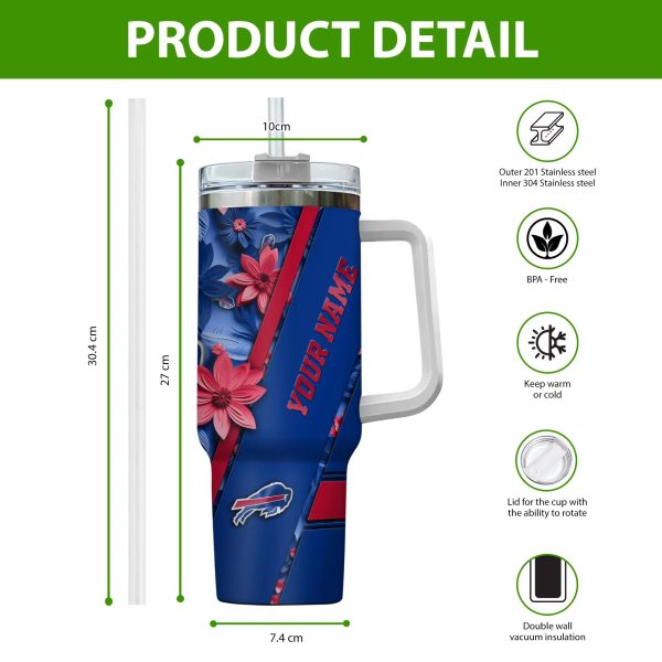 Buffalo Bills NFL Custom Stanley Quencher 30oz-40oz Stainless Steel Tumbler Hot And Cold Tumbler - Image 2