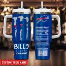 Buffalo Bills NFL Energy Nutrition Facts Custom Stanley Quencher 30oz-40oz Stainless Steel Tumbler Hot And Cold Tumbler